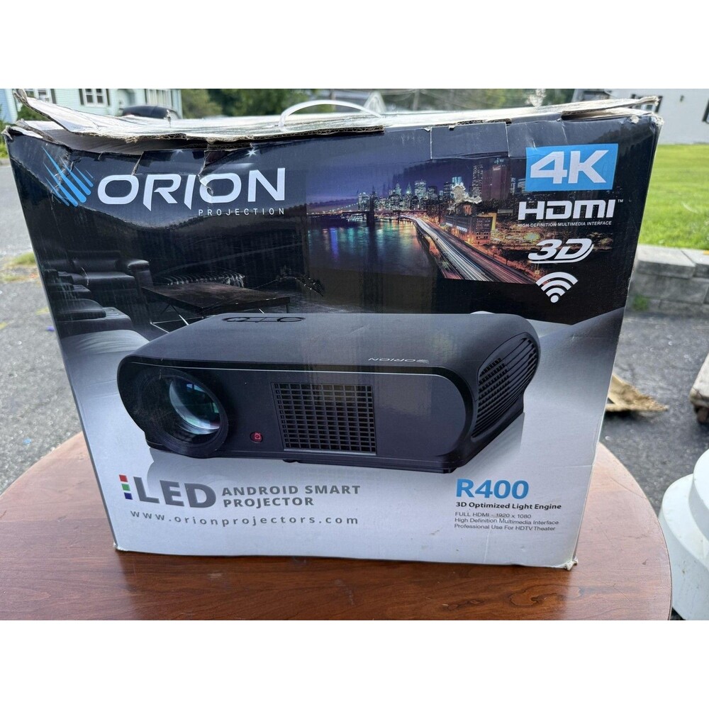 Orion R400 LED Android Smart Projector 4K 3D HDMI WiFi Black 1080p Home Theater